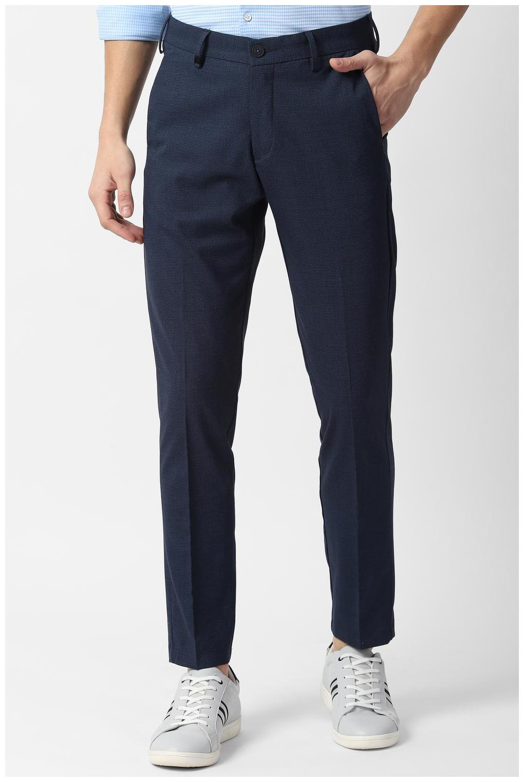 

Louis Philippe Men Navy blue Textured Slim fit Regular trousers