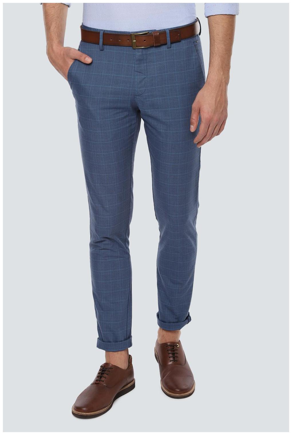 

Louis Philippe Men Blue Checked Slim fit Regular trousers