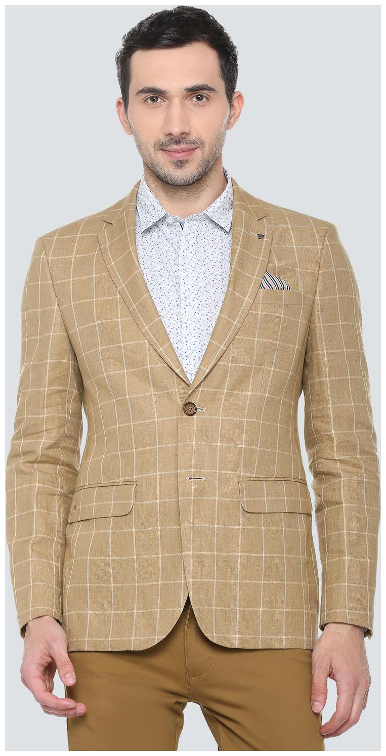 

Louis Philippe Men Brown Checked Slim fit Single Breasted Blazer