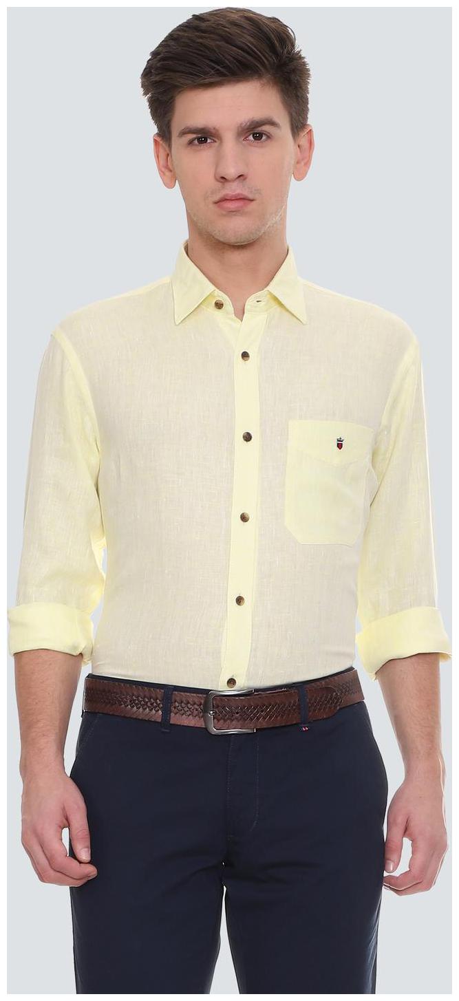 

Louis Philippe Men Yellow Weaved Slim Fit Casual Shirt