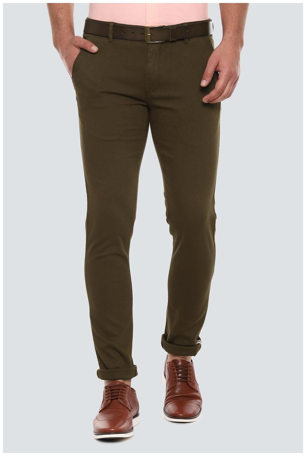 

Louis Philippe Men Green Textured Slim fit Regular trousers