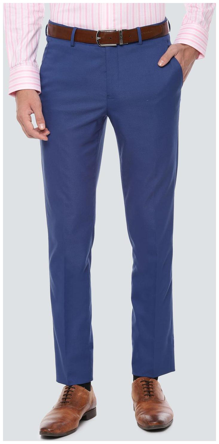 

Louis Philippe Men Textured Slim Fit Formal Trouser - Blue
