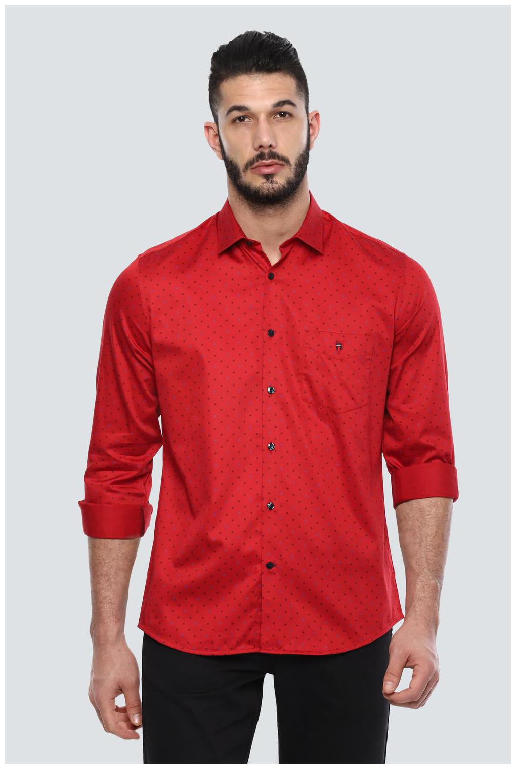 

Louis Philippe Men Red Printed Slim Fit Casual Shirt