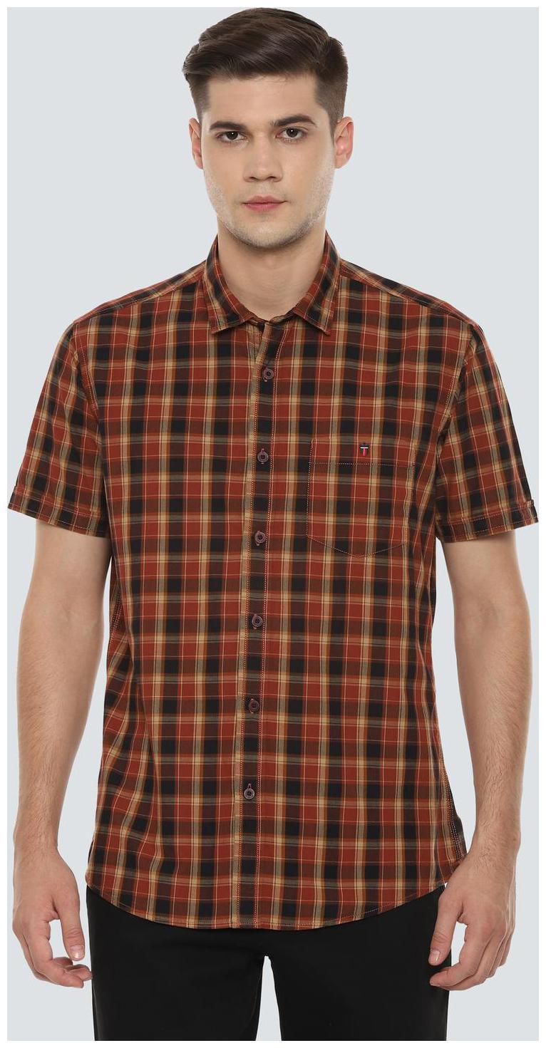 

Louis Philippe Men Brown Checked Slim Fit Casual Shirt