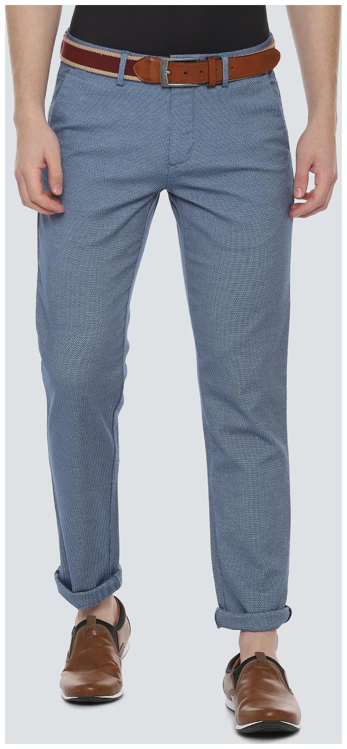 

Louis Philippe Men Blue Textured Slim fit Regular trousers