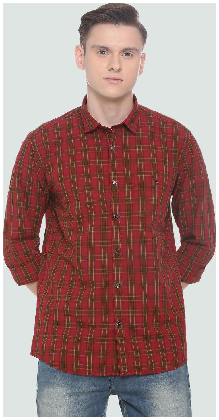 

Louis Philippe Men Maroon Checked Slim Fit Casual Shirt