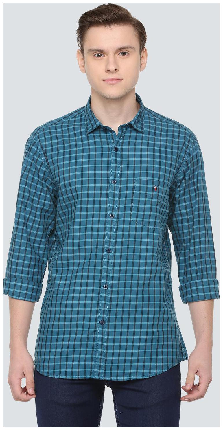 

Louis Philippe Men Blue Checked Slim Fit Casual Shirt