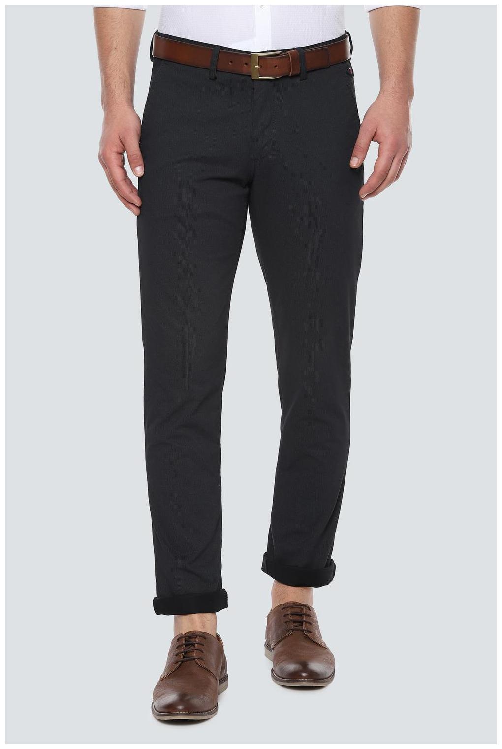 

Louis Philippe Men Black Textured Slim fit Regular trousers