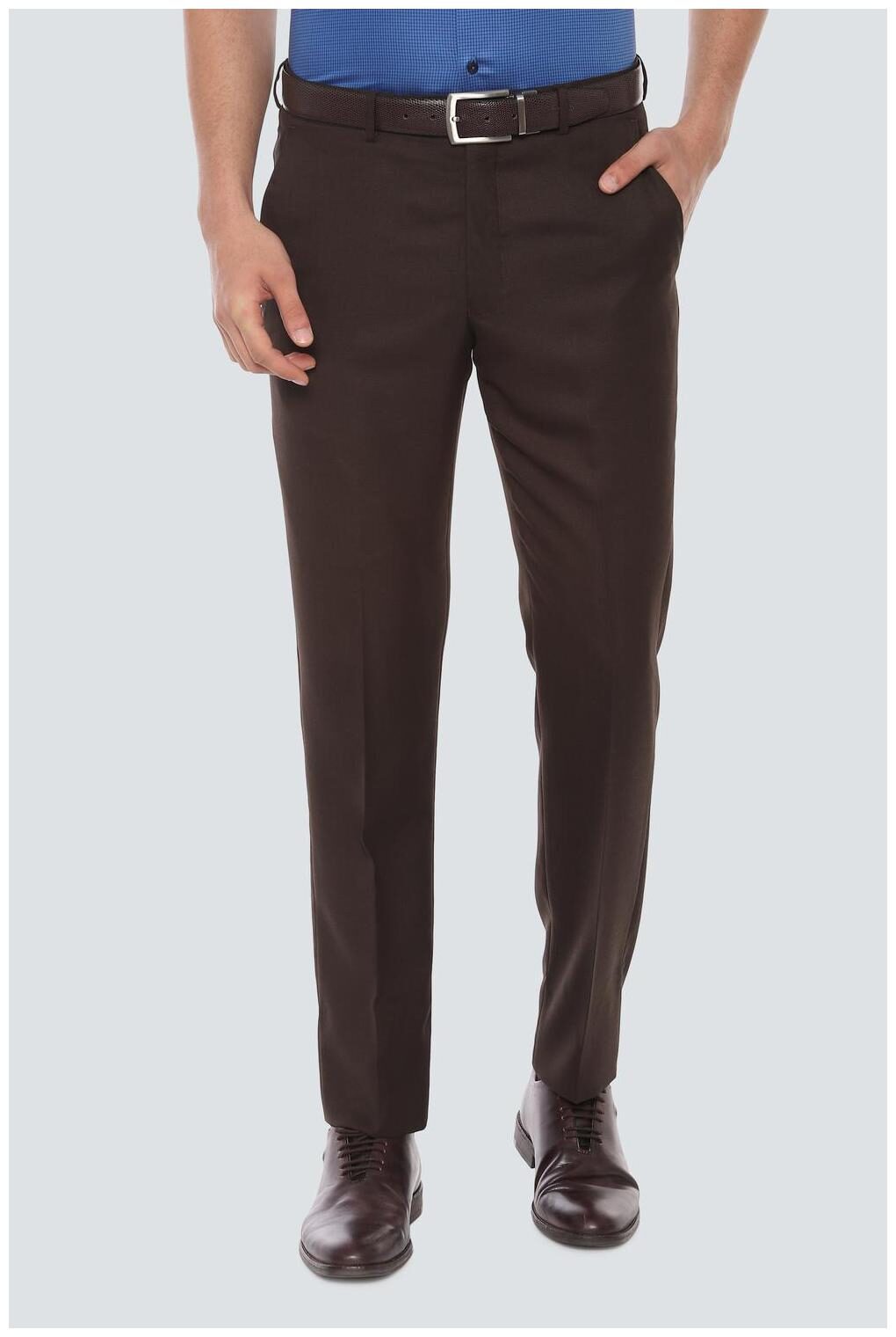 

Louis Philippe Men Textured Slim Fit Formal Trouser - Brown