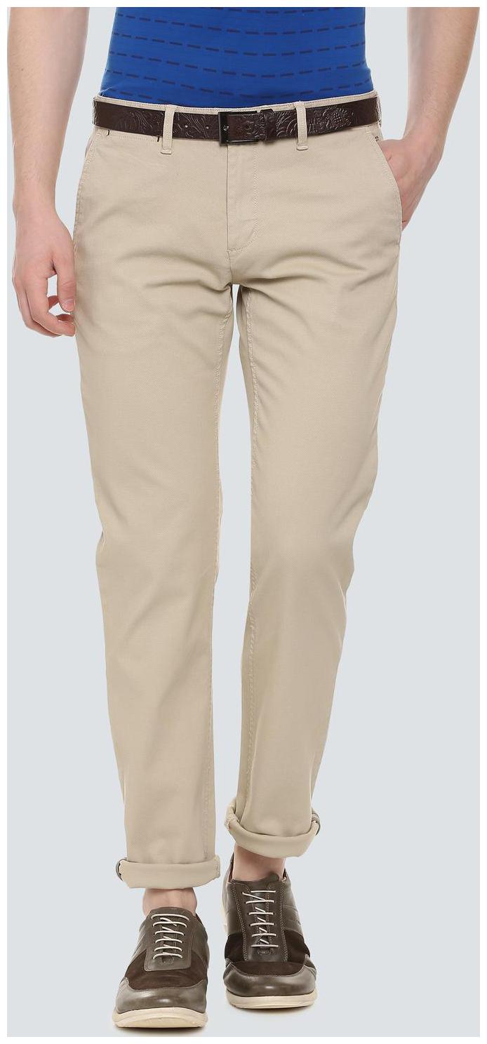 

Louis Philippe Men Beige Solid Slim fit Regular trousers