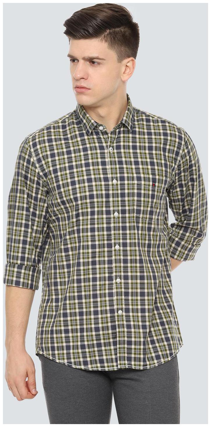 

Louis Philippe Men Green Checked Slim Fit Casual Shirt