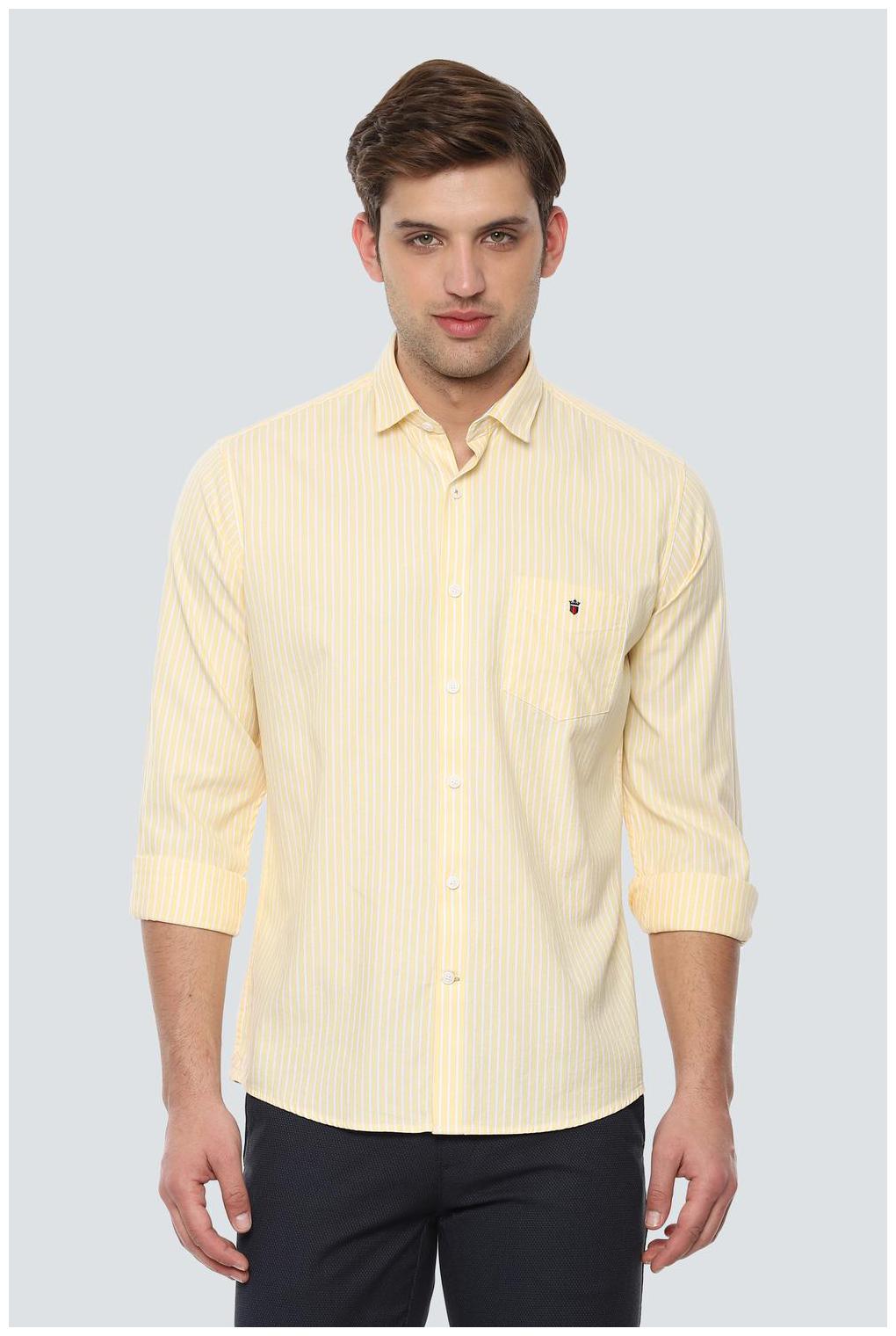 

Louis Philippe Men Yellow Vertical Stripes Slim Fit Casual Shirt