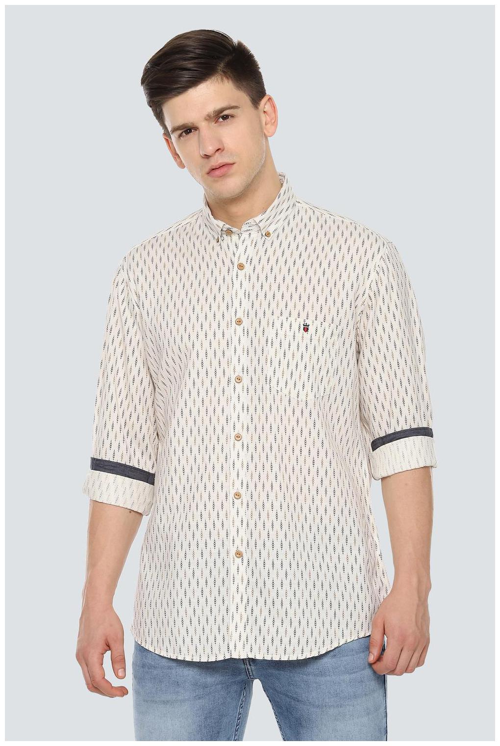 

Louis Philippe Men Beige Printed Slim Fit Casual Shirt