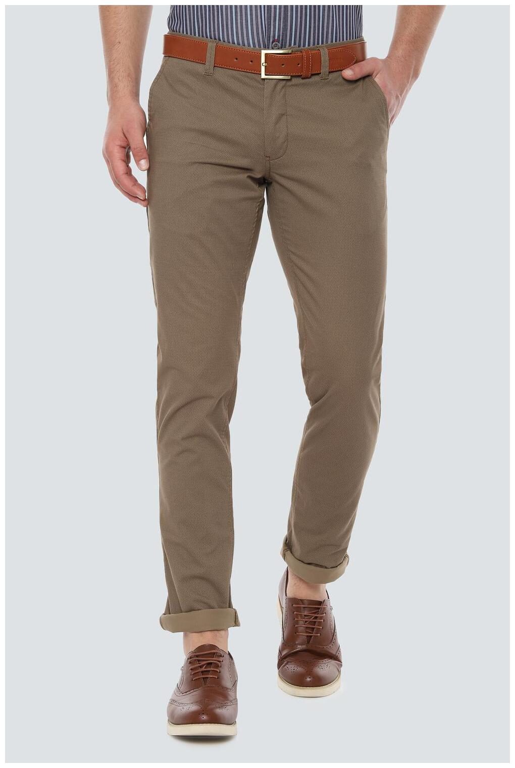 

Louis Philippe Men Beige Printed Slim fit Regular trousers
