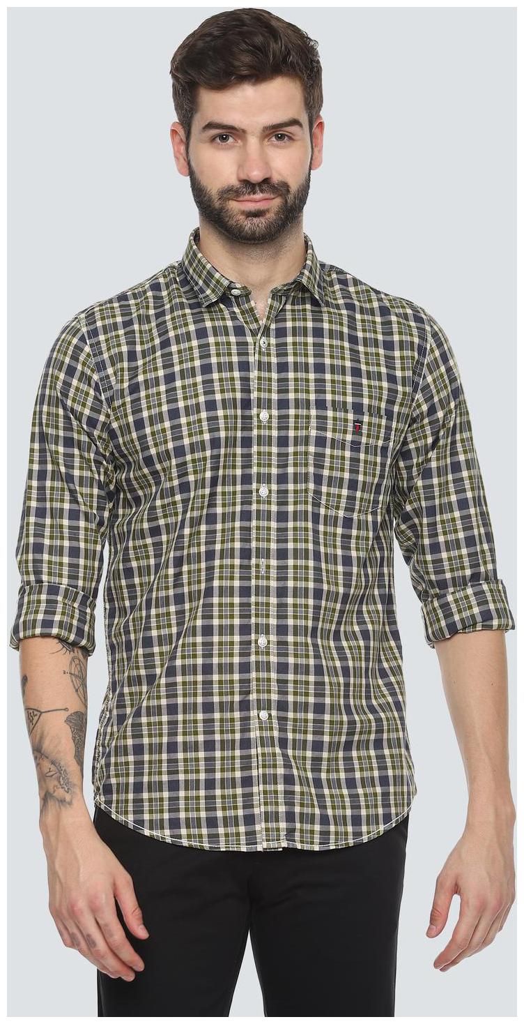 

Louis Philippe Men Green Checked Slim Fit Casual Shirt