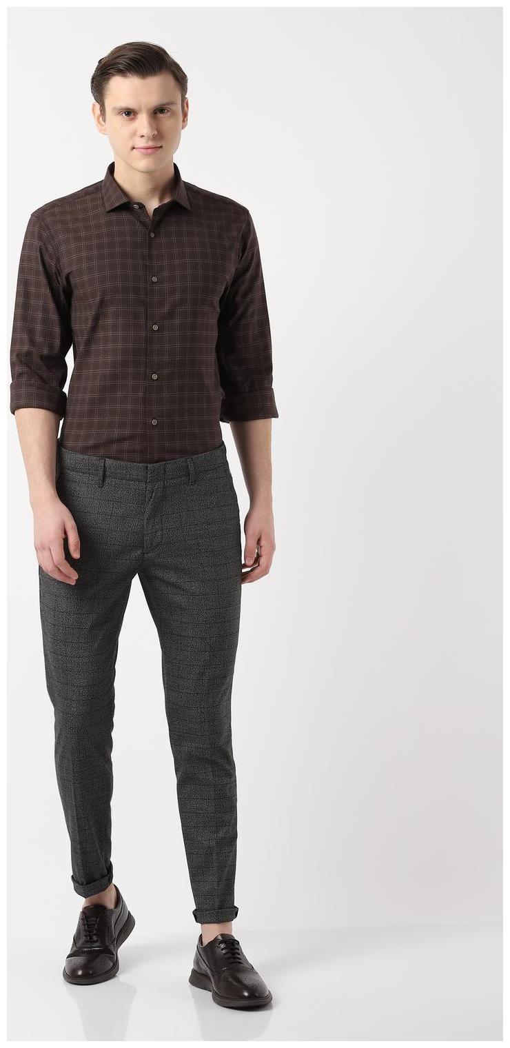 

Louis Philippe Men Brown Checked Super Slim Fit Casual Shirt