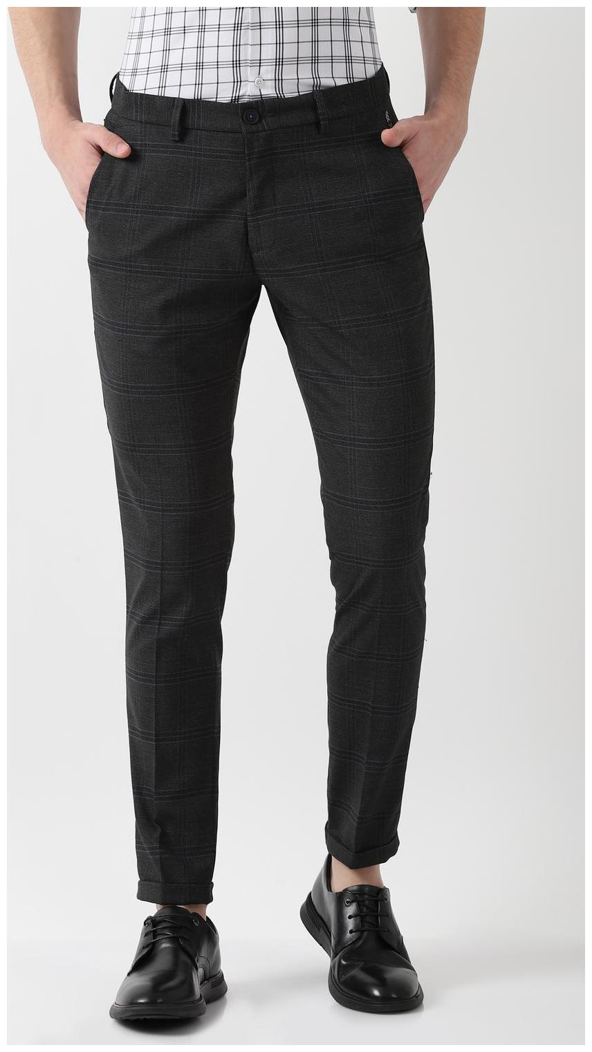 

Louis Philippe Men Grey Checked Slim fit Regular trousers