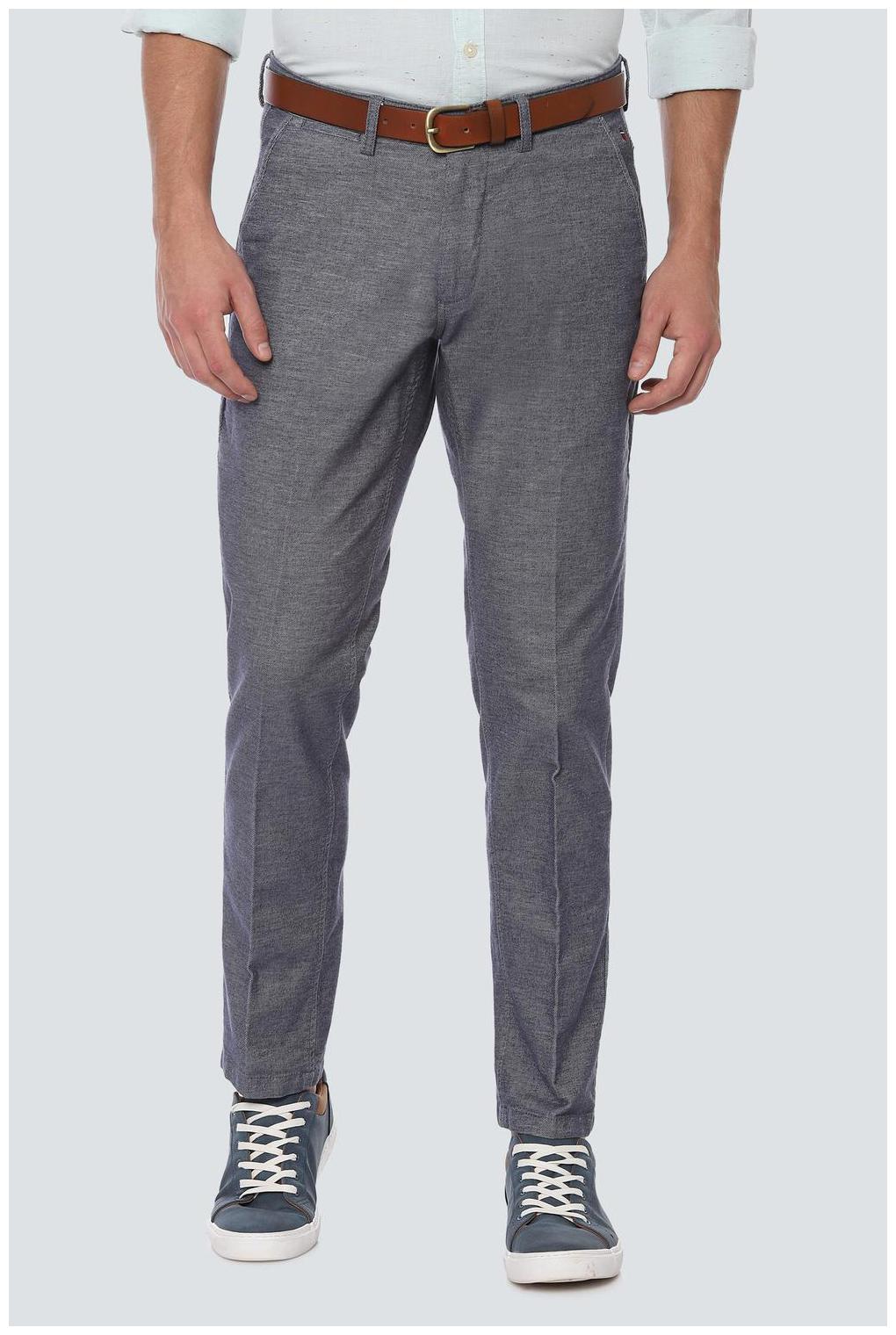

Louis Philippe Men Grey Textured Slim fit Regular trousers