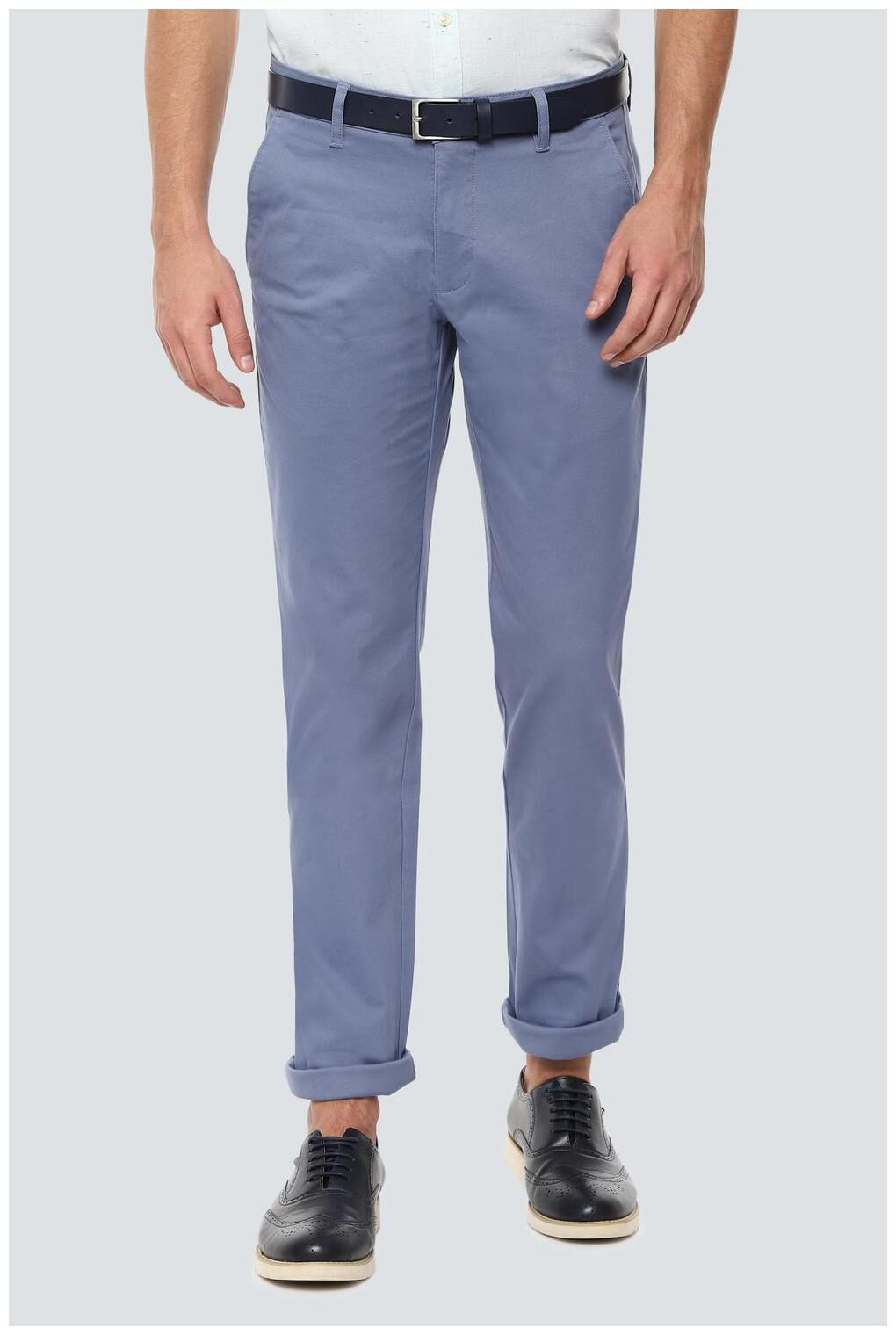 

Louis Philippe Men Blue Textured Slim fit Regular trousers