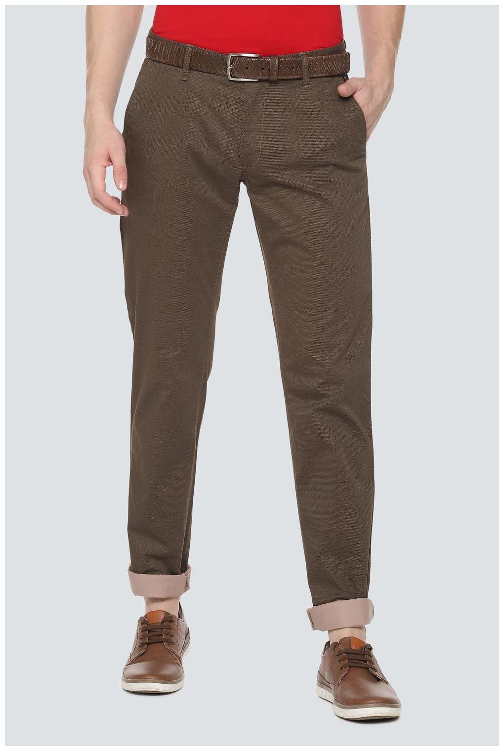 

Louis Philippe Men Brown Printed Slim fit Regular trousers
