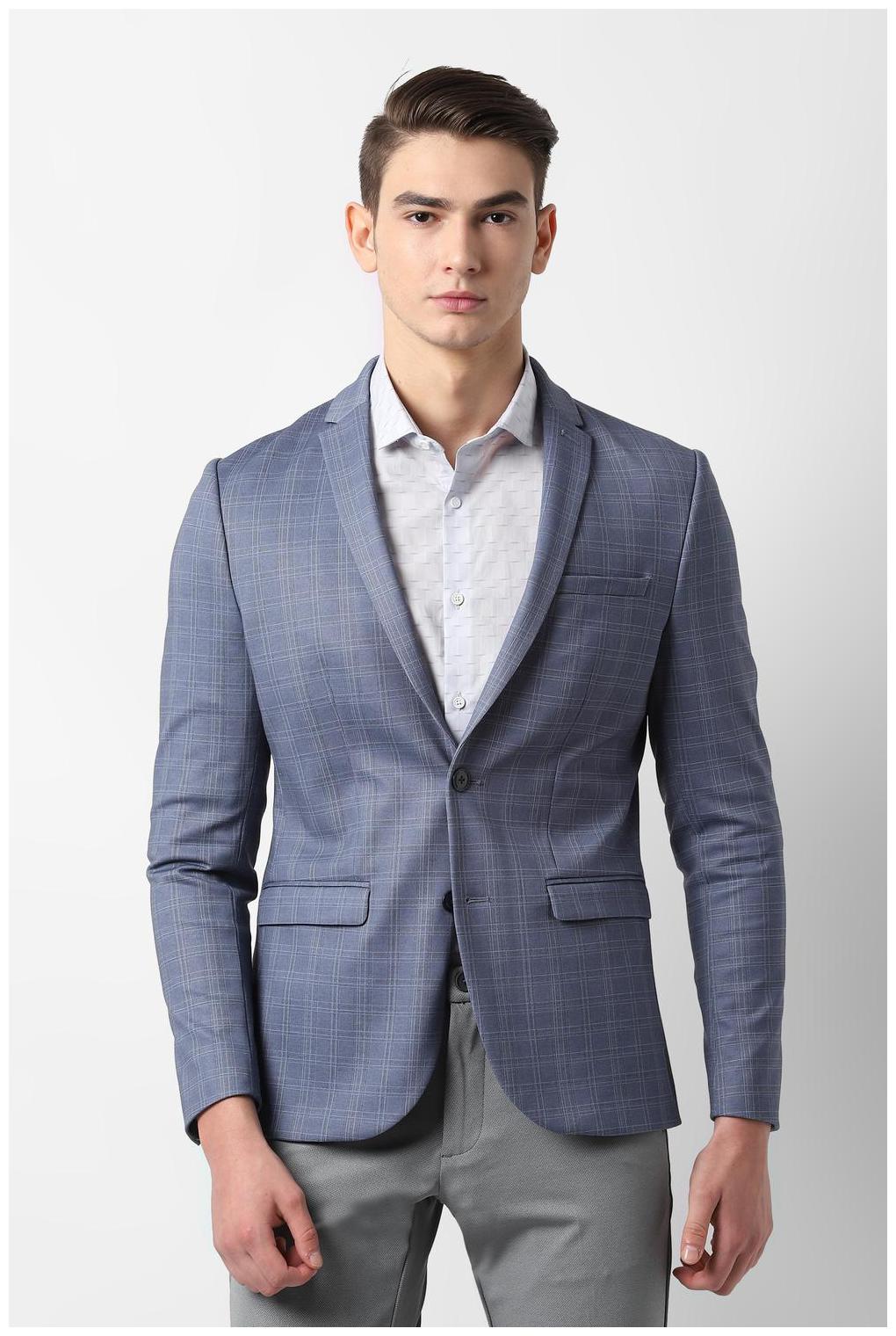 

Louis Philippe Men Blue Checked Super slim fit Single Breasted Blazer