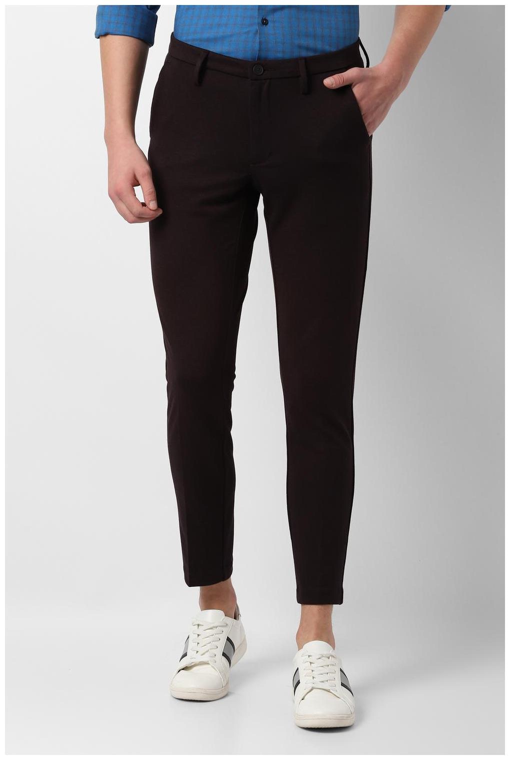 

Louis Philippe Men Maroon Solid Slim fit Regular trousers