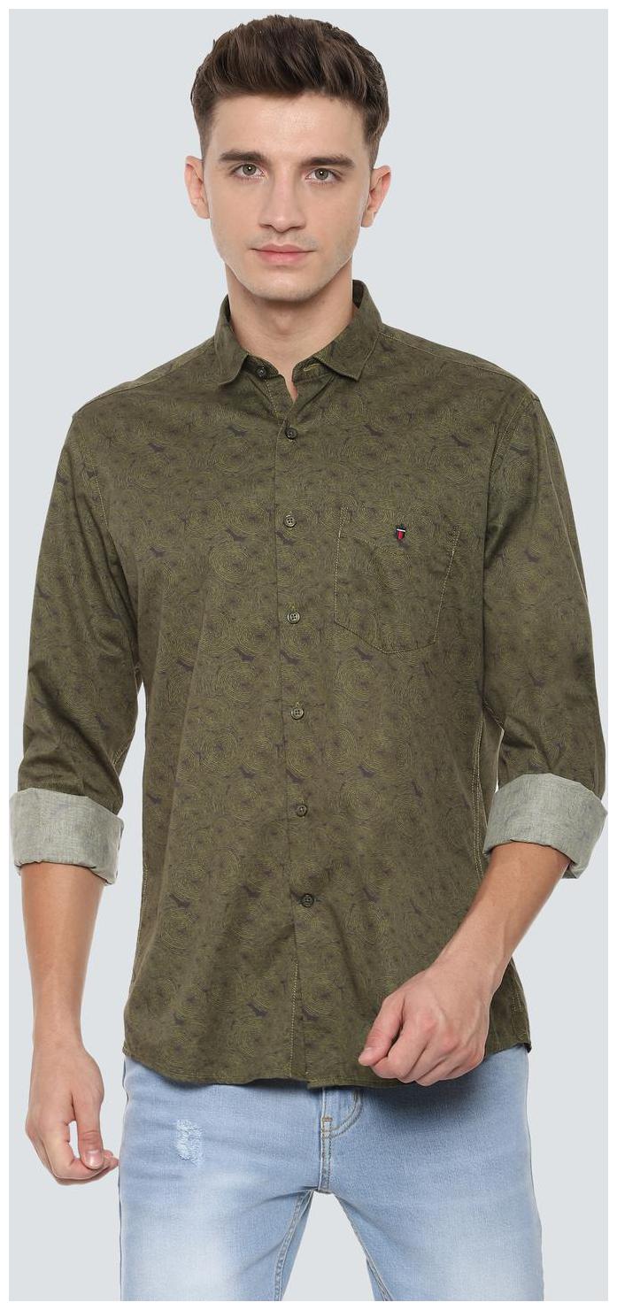 

Louis Philippe Men Green Printed Slim Fit Casual Shirt
