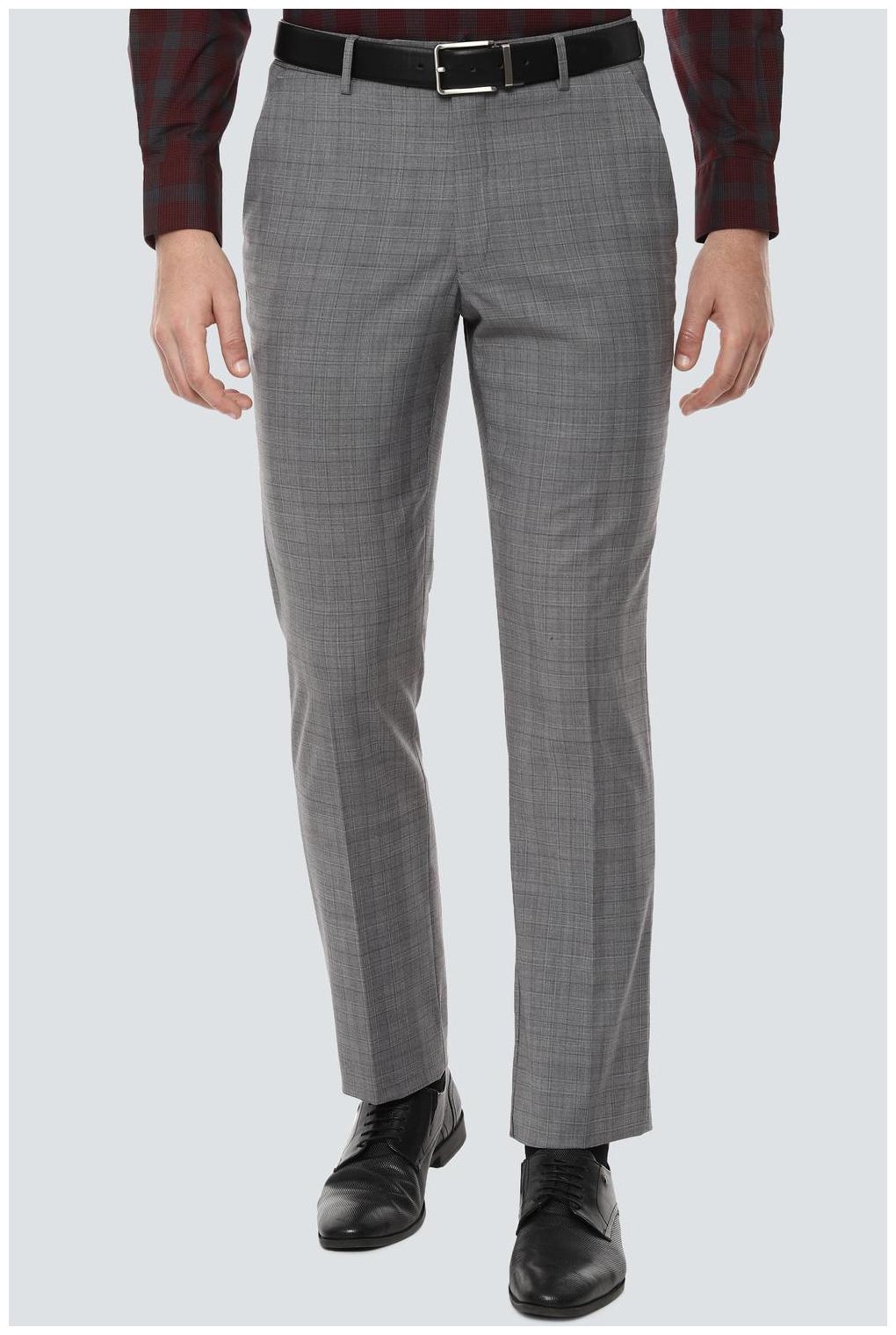 

Louis Philippe Men Checked Slim Fit Formal Trouser - Grey