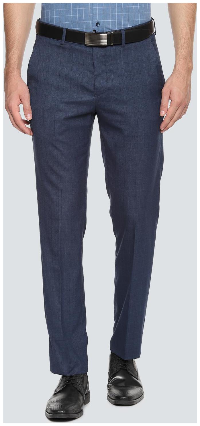

Louis Philippe Men Blue Textured Slim fit Regular trousers
