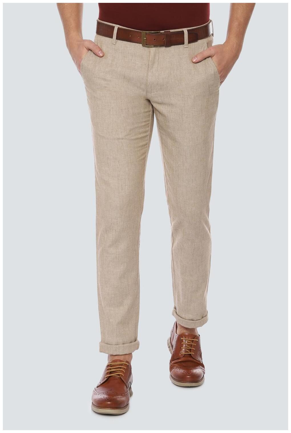 

Louis Philippe Men Beige Textured Slim fit Regular trousers