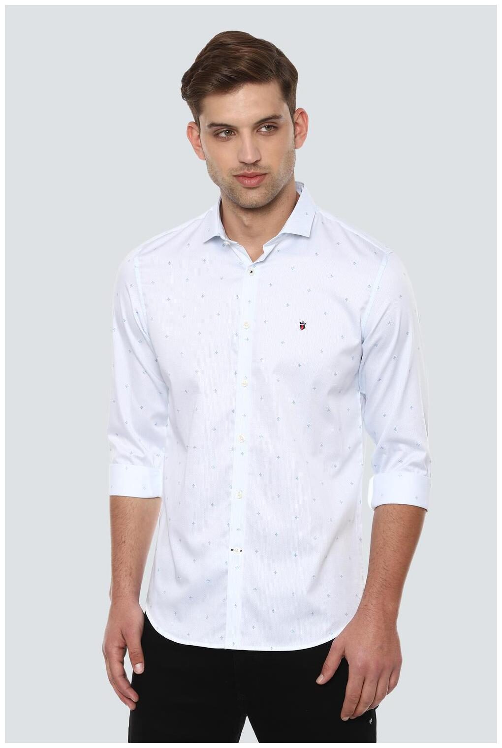 

Louis Philippe Men Blue Printed Super Slim Fit Casual Shirt