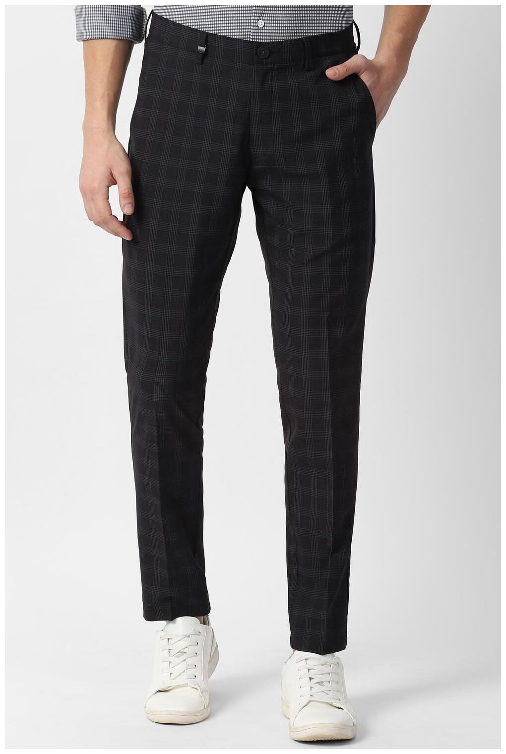 

Louis Philippe Men Black Checked Slim fit Regular trousers