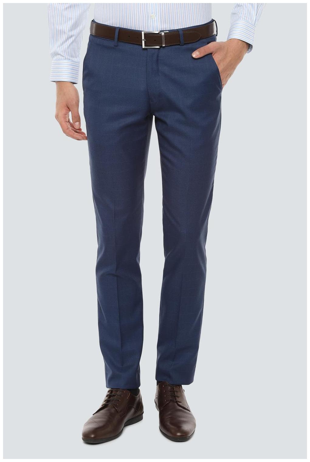 

Louis Philippe Men Checked Slim Fit Formal Trouser - Blue