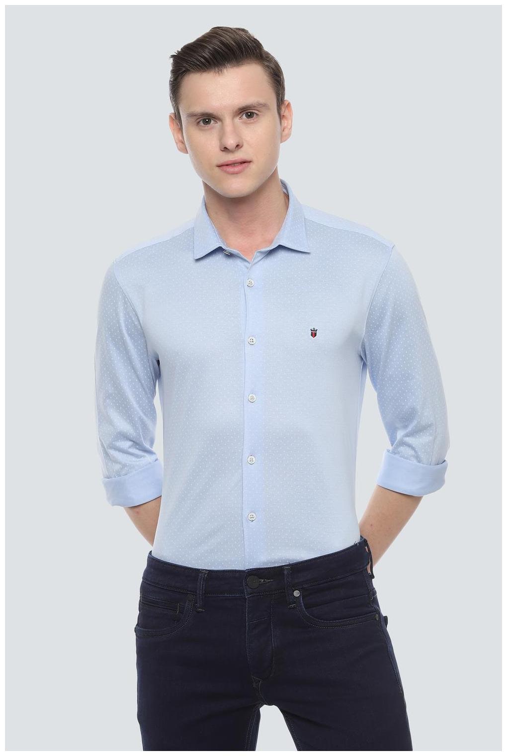

Louis Philippe Men Blue Printed Super Slim Fit Casual Shirt