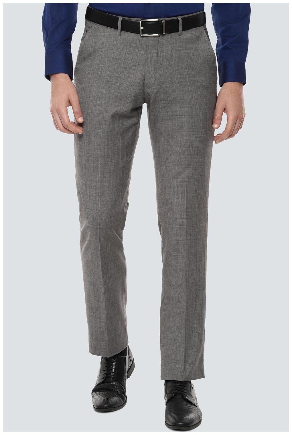 

Louis Philippe Men Checked Regular Fit Formal Trouser - Grey