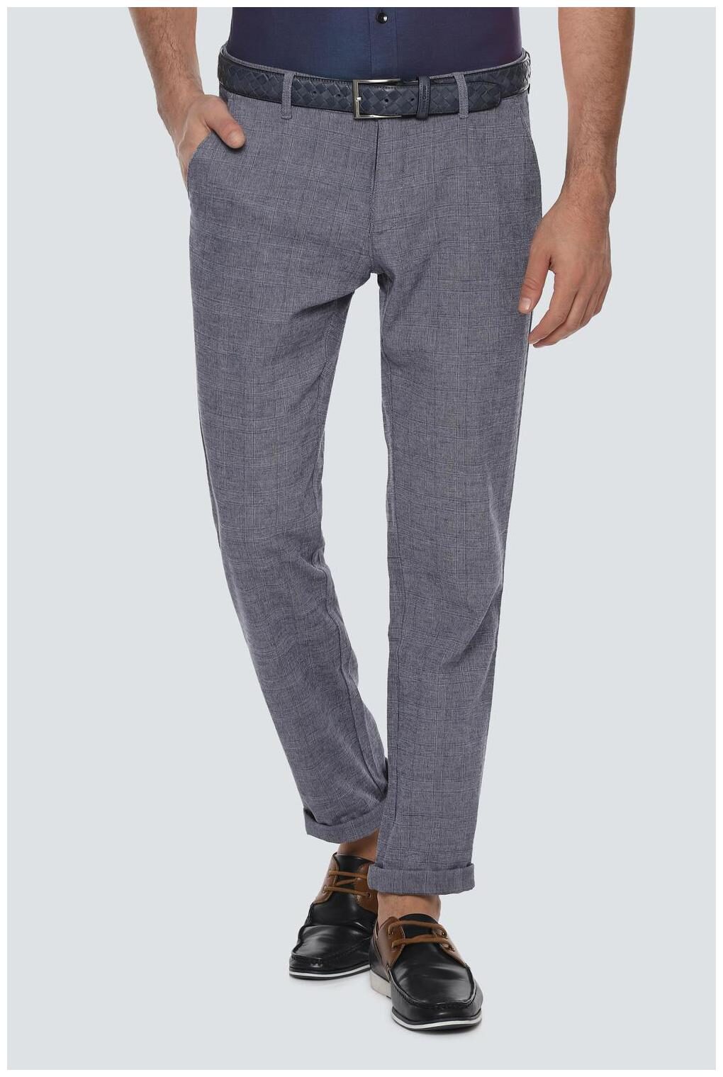 

Louis Philippe Men Blue Checked Slim fit Regular trousers