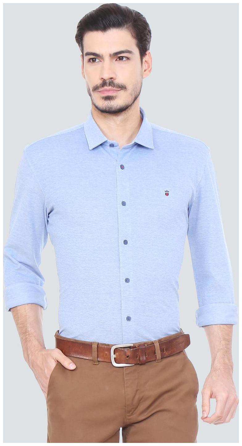 

Louis Philippe Men Blue Weaved Super Slim Fit Casual Shirt