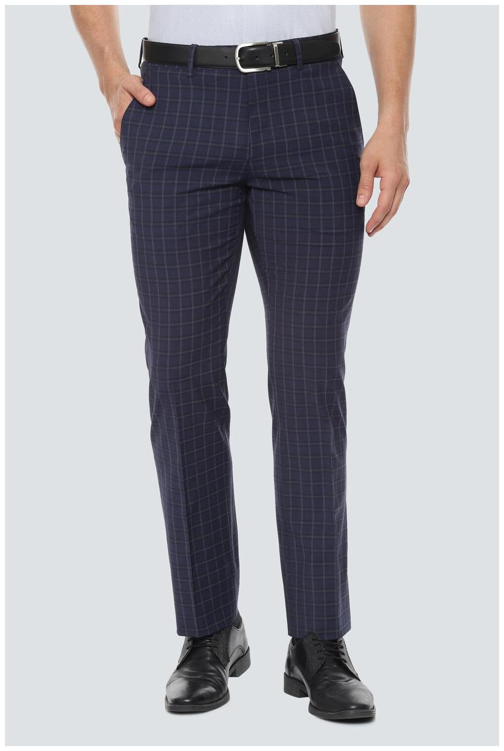 

Louis Philippe Men Checked Slim Fit Formal Trouser - Blue