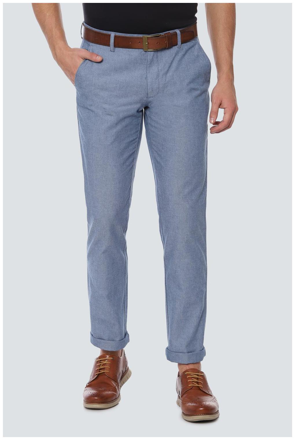 

Louis Philippe Men Blue Textured Slim fit Regular trousers