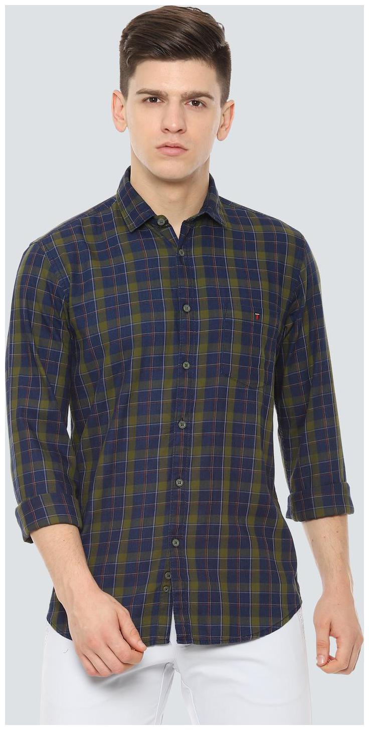 

Louis Philippe Men Blue Checked Super Slim Fit Casual Shirt