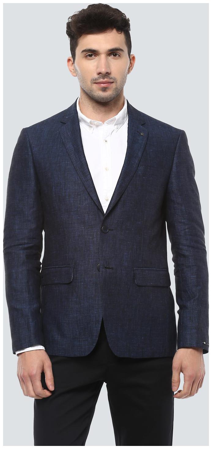 

Louis Philippe Men Blue Textured Regular fit Single Breasted Blazer
