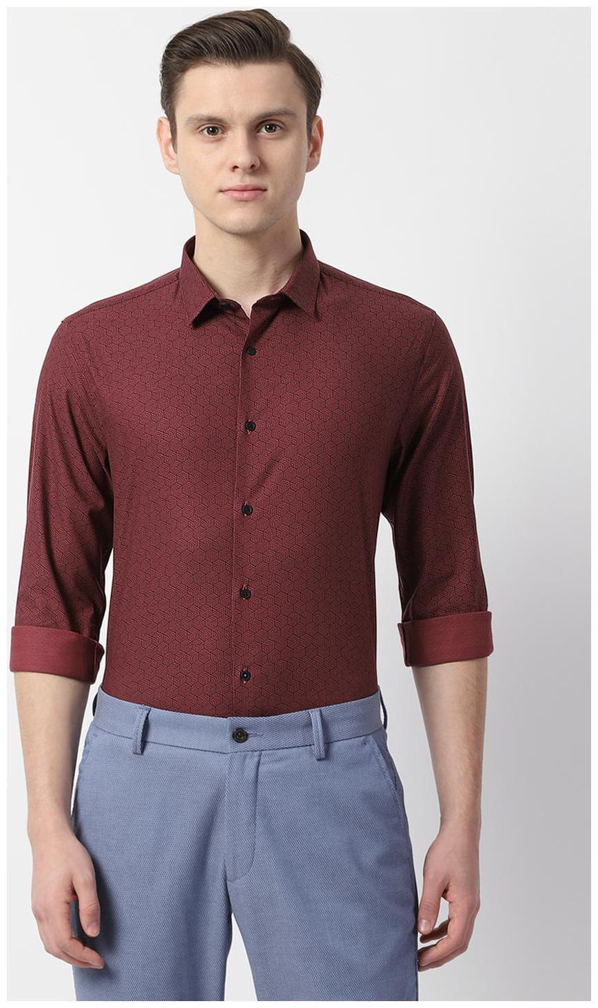

Louis Philippe Men Maroon Printed Super Slim Fit Casual Shirt