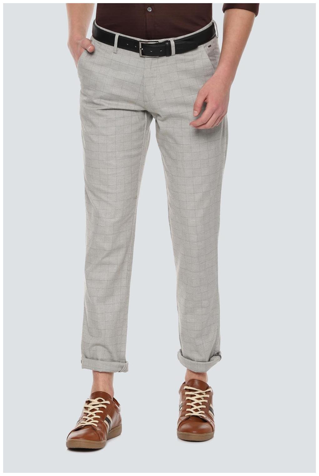 

Louis Philippe Men Grey Checked Slim fit Regular trousers