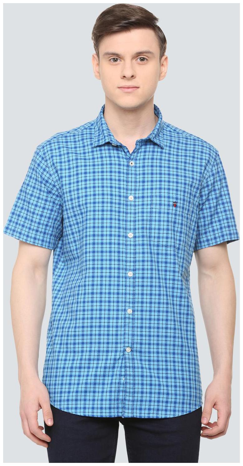 

Louis Philippe Men Blue Checked Slim Fit Casual Shirt