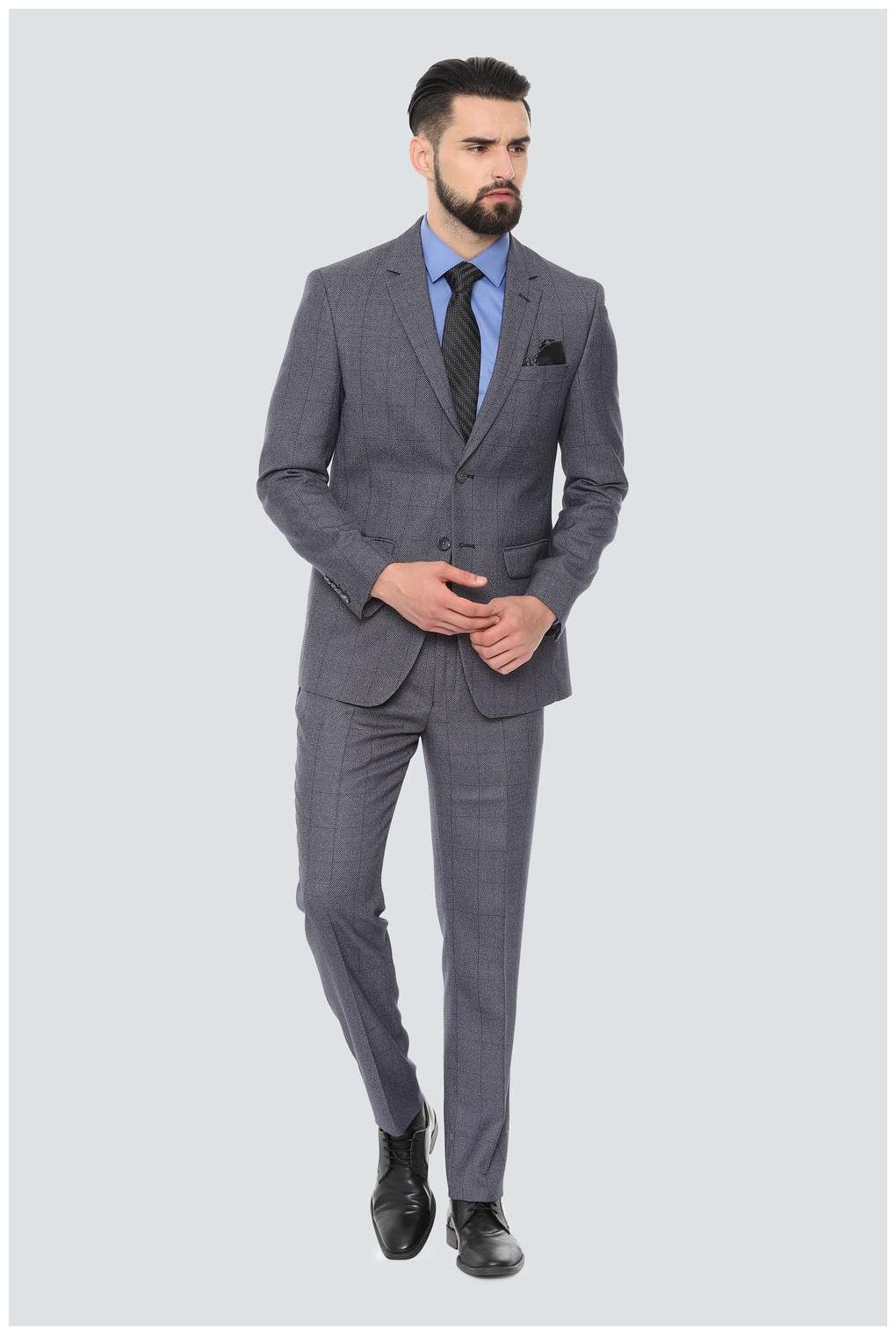

Louis Philippe Men Blended Single Breasted Suit Grey