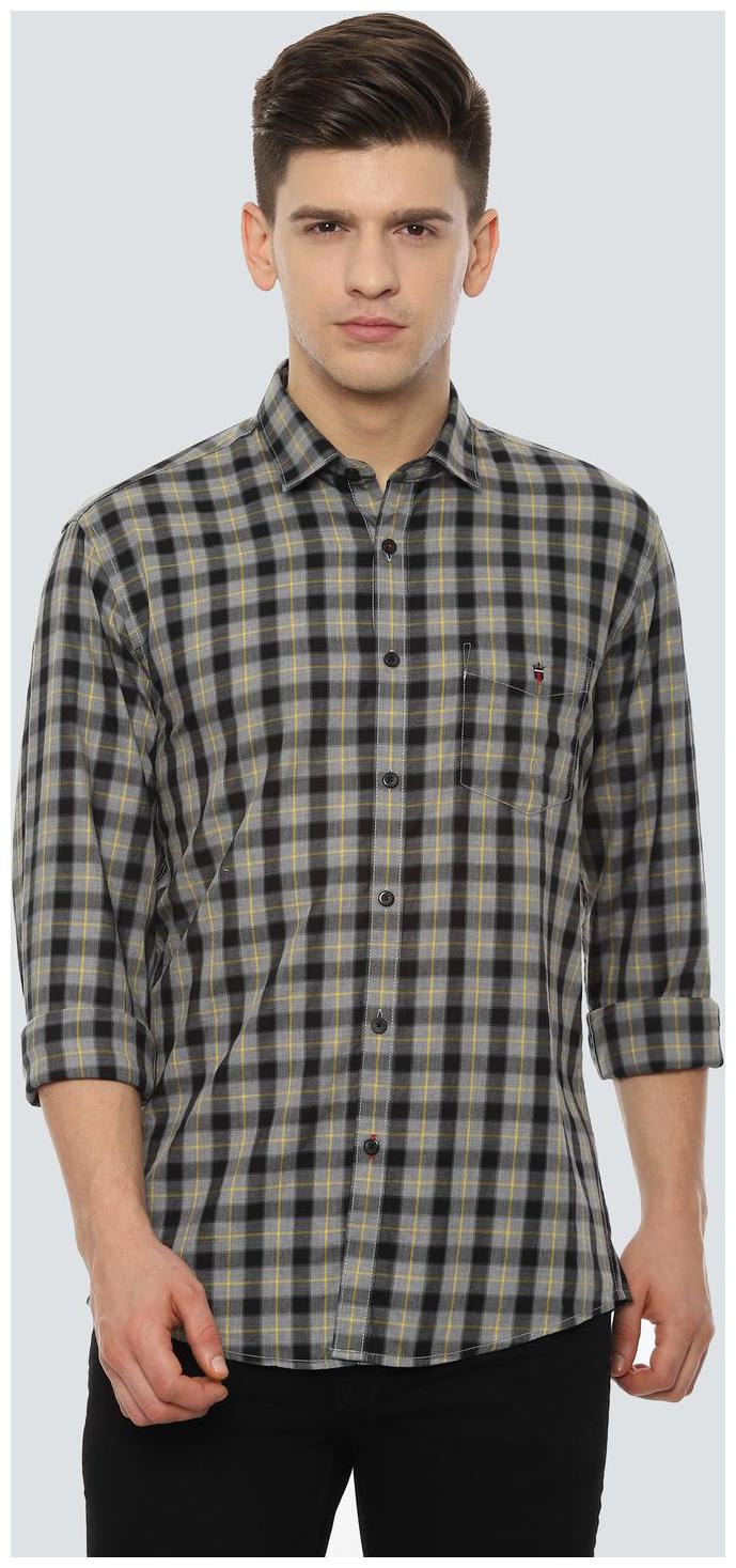 

Louis Philippe Men Grey Checked Slim Fit Casual Shirt