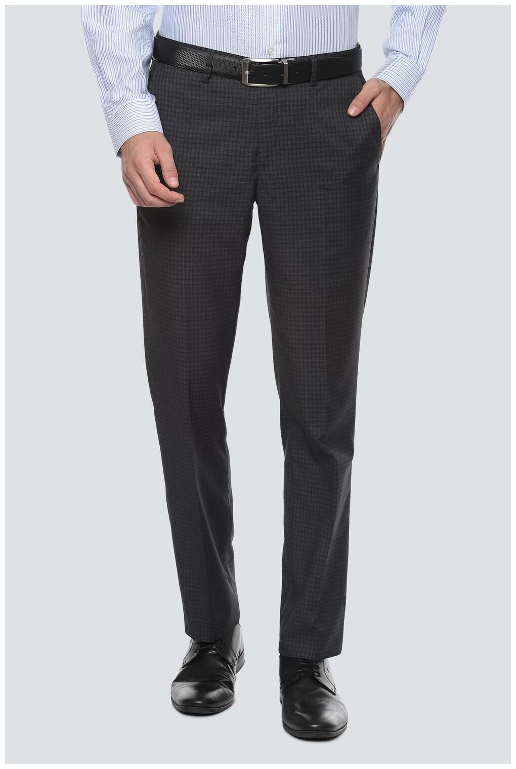 

Louis Philippe Men Checked Slim Fit Formal Trouser - Grey