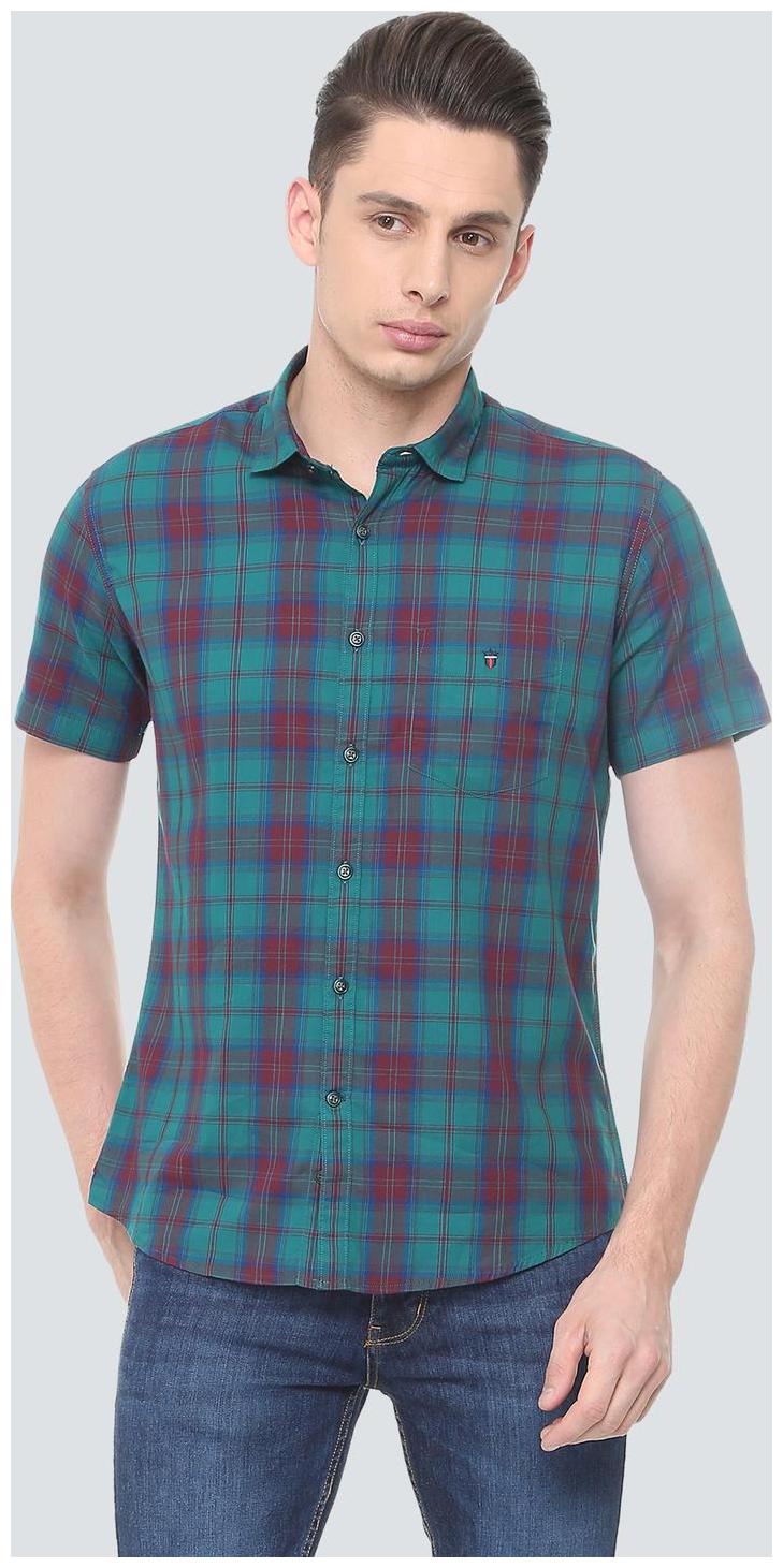 

Louis Philippe Men Green Checked Slim Fit Casual Shirt