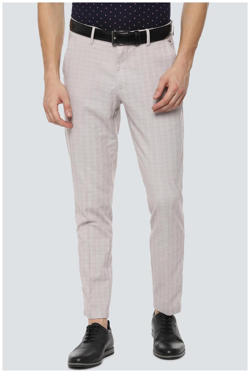 

Louis Philippe Men Beige Checked Slim fit Regular trousers