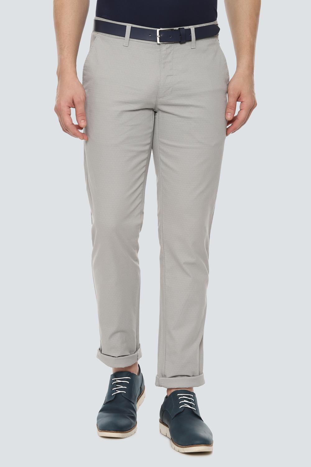 

Louis Philippe Men Grey Textured Slim fit Regular trousers